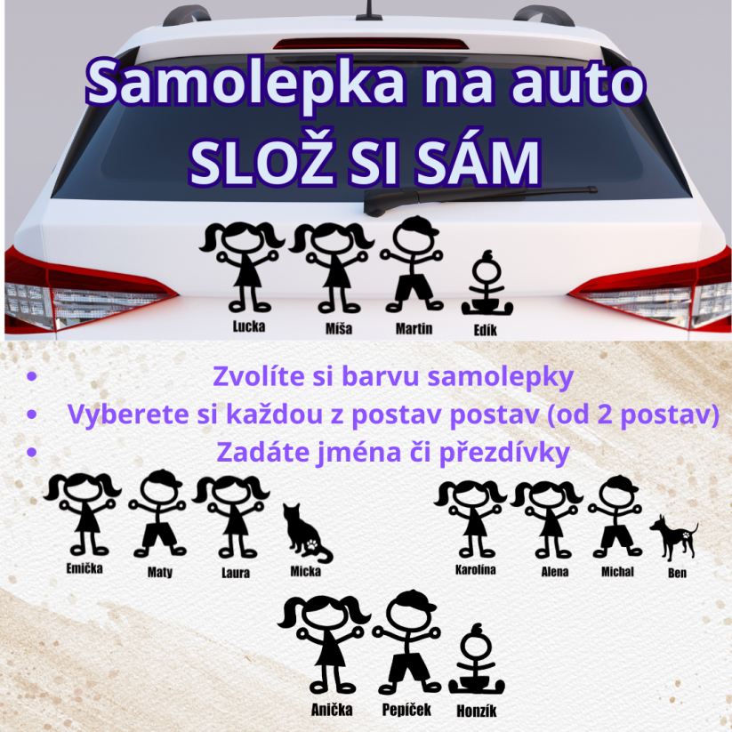 Samolepka na auto - slož si sám - barva samolepky: zelená