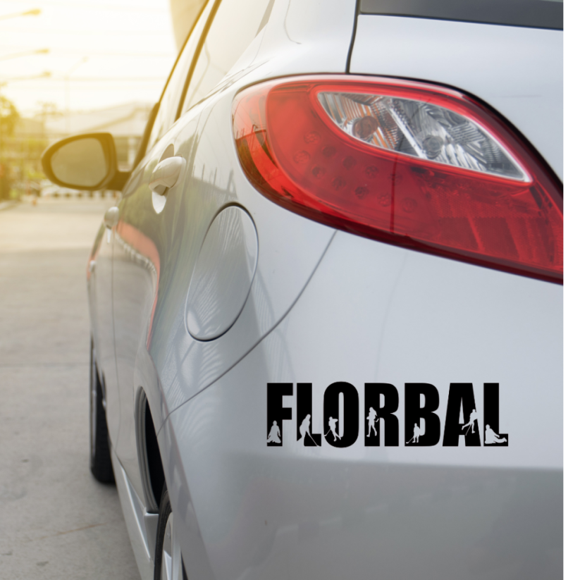 Samolepka na auto Florbal - barva samolepky: bílá