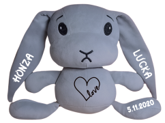 ČESKÝ 30cm plyšový králíček s potiskem - styl 4