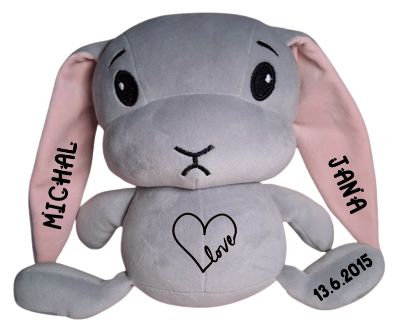 ČESKÝ 30cm plyšový králíček s potiskem - styl 4