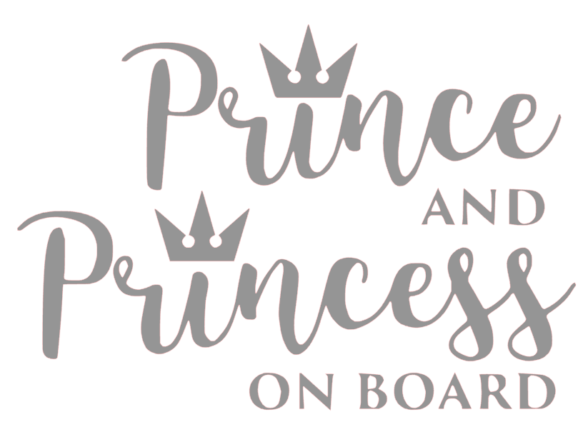 Samolepka na auto Prince and Princess on board - barva samolepky: bílá