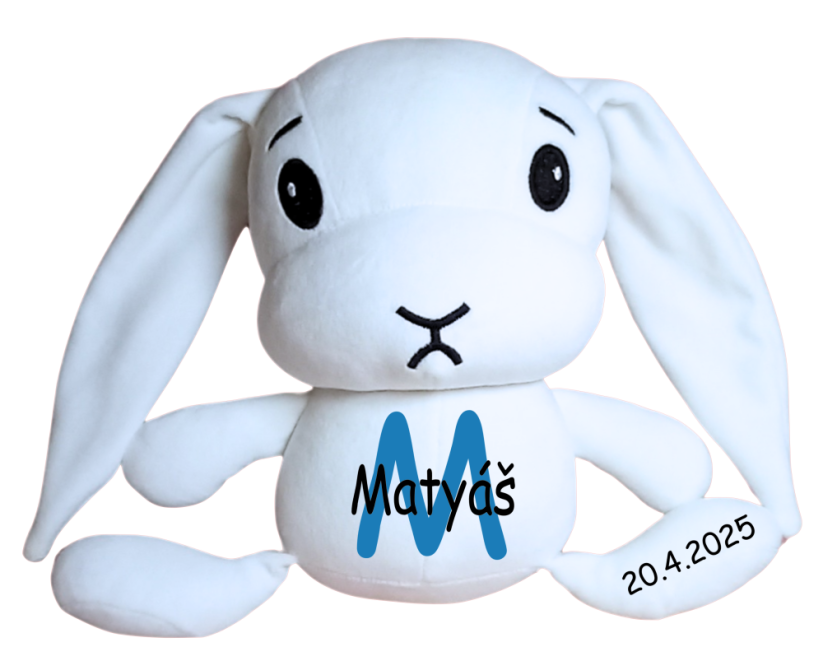 ČESKÝ 30cm plyšový králíček s potiskem - styl 1