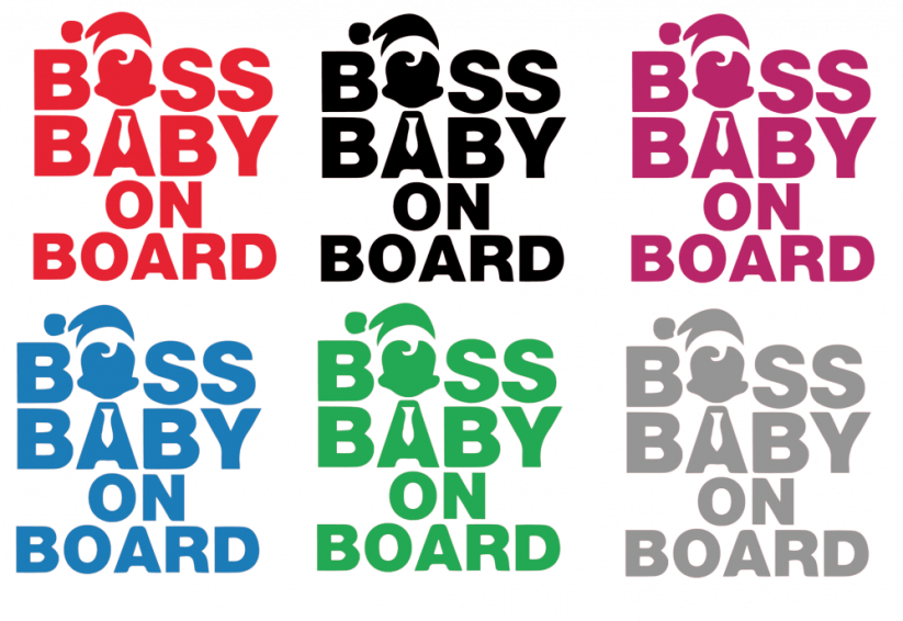 Samolepka na auto Boss baby on board - barva samolepky: bílá
