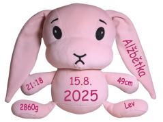 ČESKÝ 30cm plyšový králíček s potiskem - styl 2