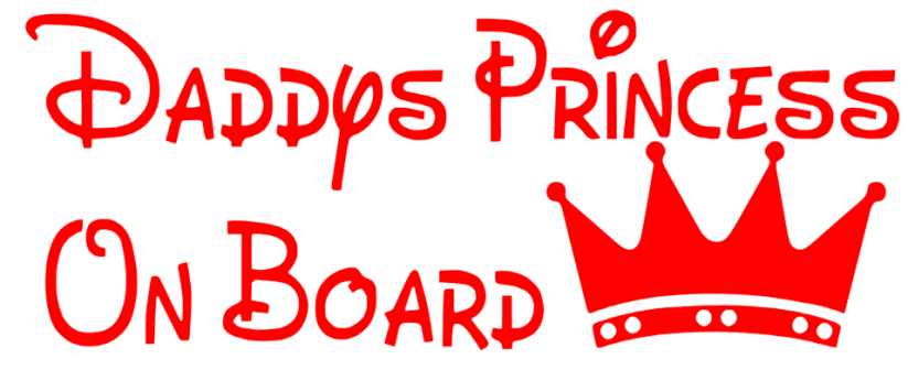 Samolepka na auto Daddys princess on board - barva samolepky: červená
