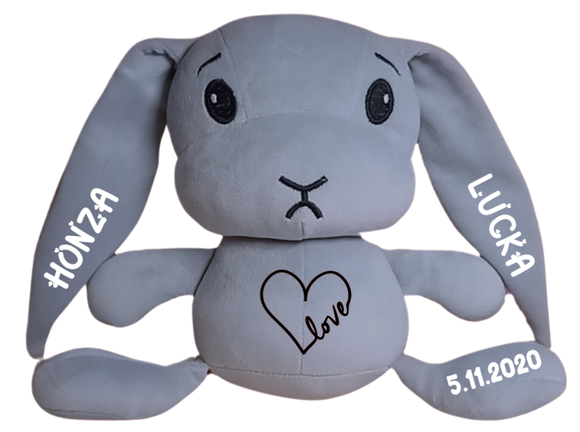 ČESKÝ 30cm plyšový králíček s potiskem - styl 4