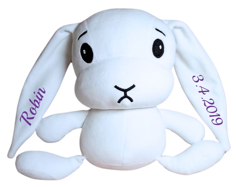 ČESKÝ 30cm plyšový králíček s potiskem - styl 5
