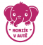 Samolepka na auto Sloník - ''jméno'' v autě - barva samolepky: černá