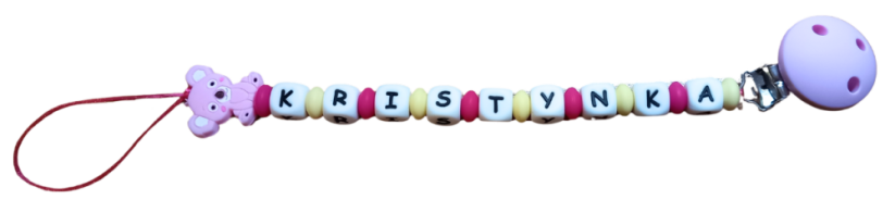 Silikonový klip na dudlík růžovo - žlutý - koala