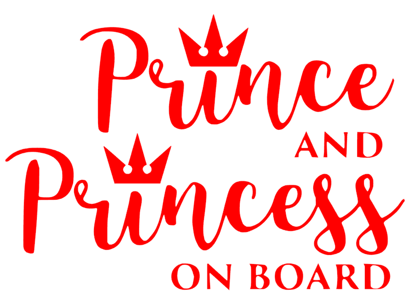 Samolepka na auto Prince and Princess on board - barva samolepky: bílá