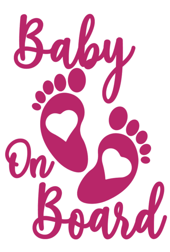 Samolepka na auto Baby On Board 4 - barva samolepky: růžová