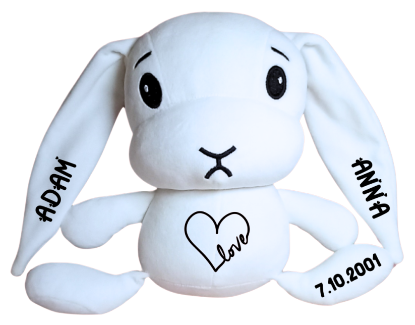 ČESKÝ 30cm plyšový králíček s potiskem - styl 4