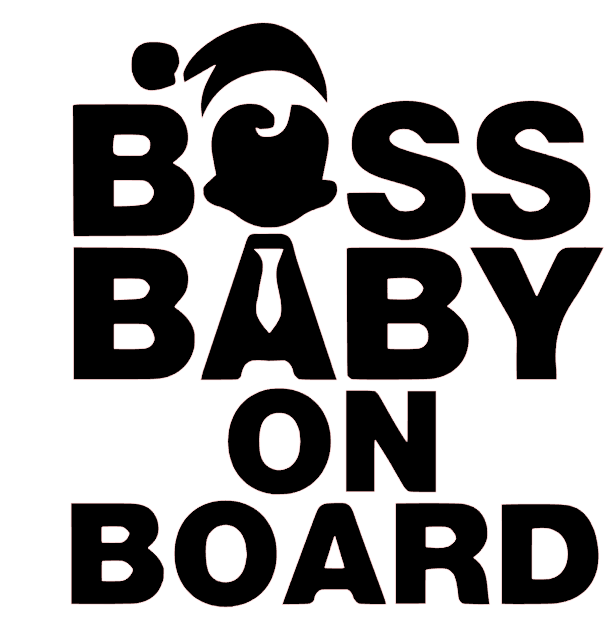 Samolepka na auto Boss baby on board - barva samolepky: černá