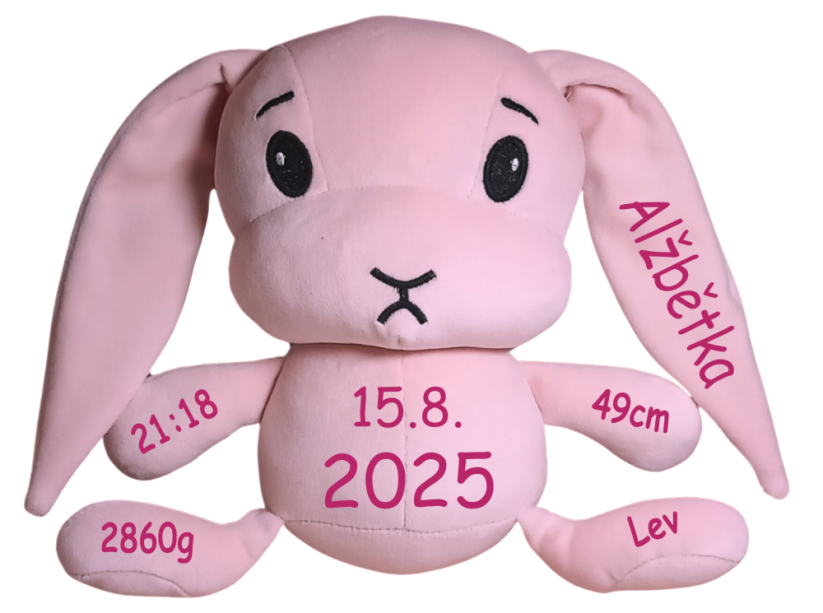 ČESKÝ 30cm plyšový králíček s potiskem - styl 2