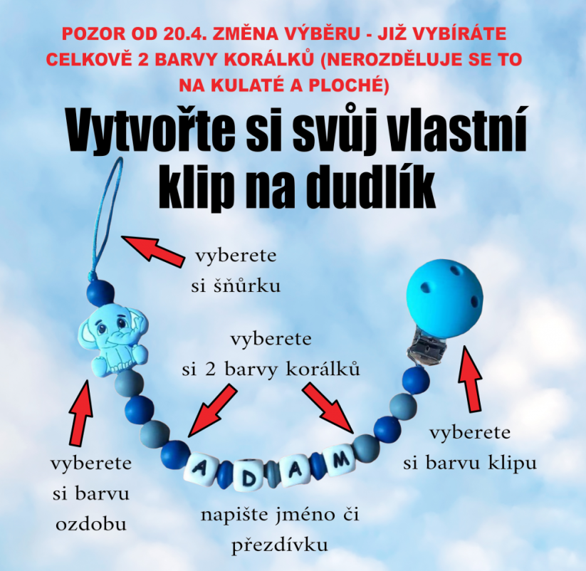 Sestavte si svůj klip na dudlík se jménem