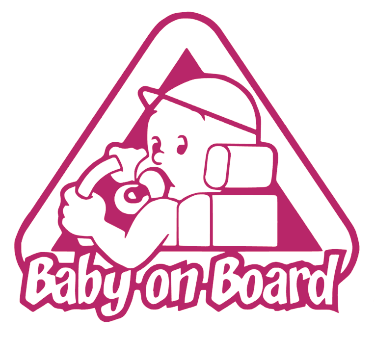 Samolepka na auto Baby on board 21 - barva samolepky: růžová