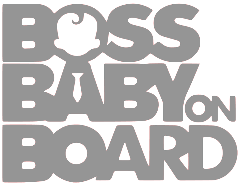 Samolepka na auto Boss baby on board 2 - barva samolepky: šedá