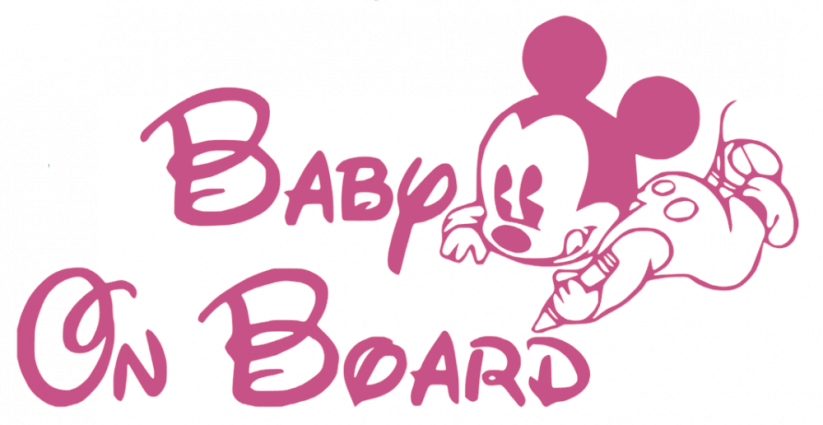 Samolepka na auto Baby on board 19 - barva samolepky: růžová