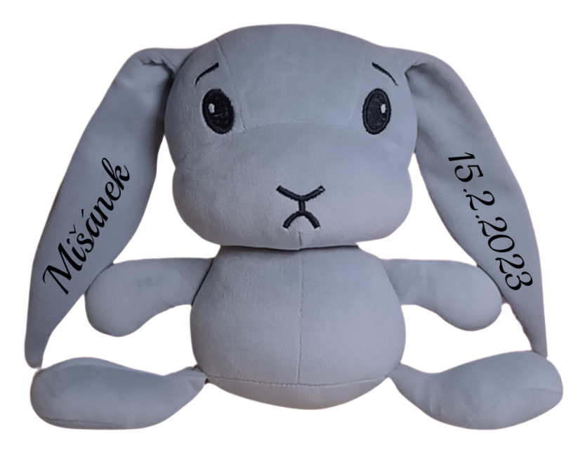 ČESKÝ 30cm plyšový králíček s potiskem - styl 5