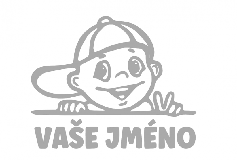 Samolepka na auto Kluk s kšiltovkou - jméno