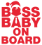 Samolepka na auto Boss baby on board - barva samolepky: bílá