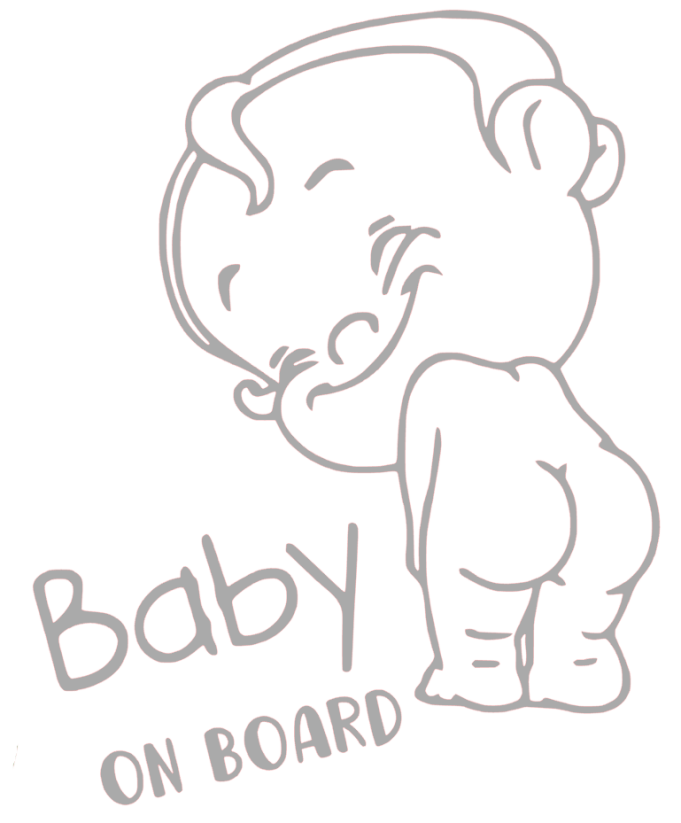 Samolepka na auto Baby on board 24 - barva samolepky: šedá