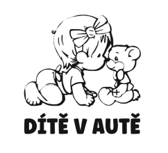 Samolepka na auto Holčička s medvídkem - dítě v autě