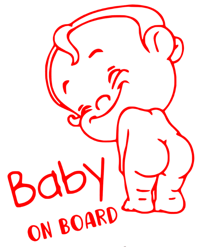 Samolepka na auto Baby on board 24 - barva samolepky: červená