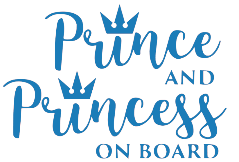 Samolepka na auto Prince and Princess on board - barva samolepky: bílá