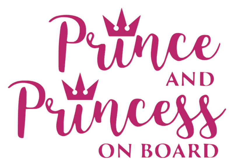 Samolepka na auto Prince and Princess on board - barva samolepky: bílá