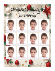 Vánoční samolepky s fotkou A4 ''jmenovky'' 12 ks