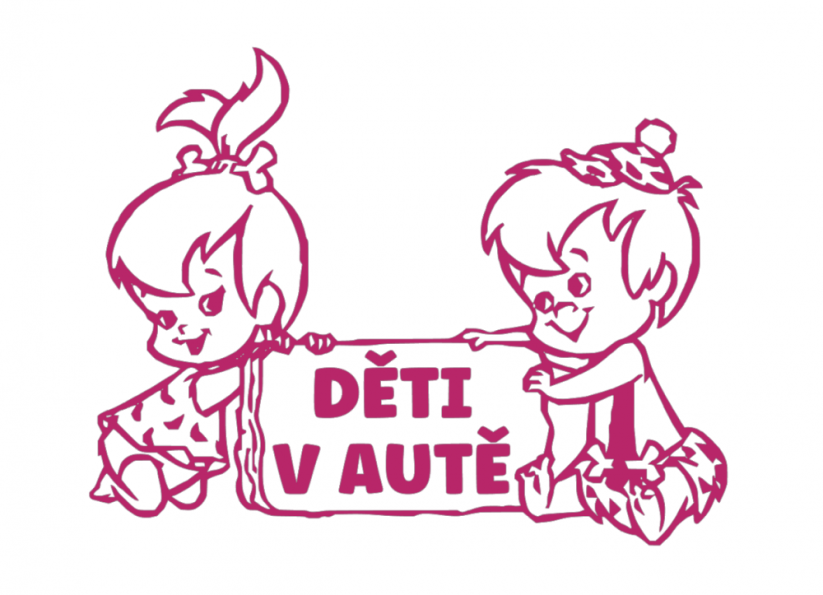 Samolepka na auto Děti v autě - barva samolepky: růžová