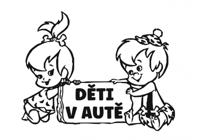 Samolepka na auto Děti v autě - barva samolepky: bílá