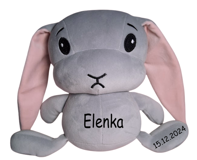 ČESKÝ 30cm plyšový králíček s potiskem - styl 1