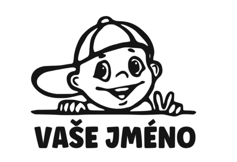 Samolepka na auto Kluk s kšiltovkou - jméno