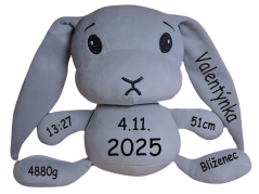 ČESKÝ 30cm plyšový králíček s potiskem - styl 2