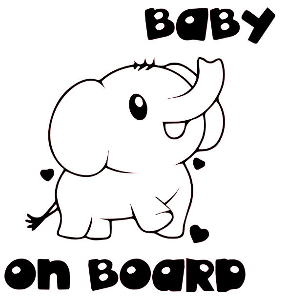 Samolepka na auto Baby on board 16 - barva samolepky: černá