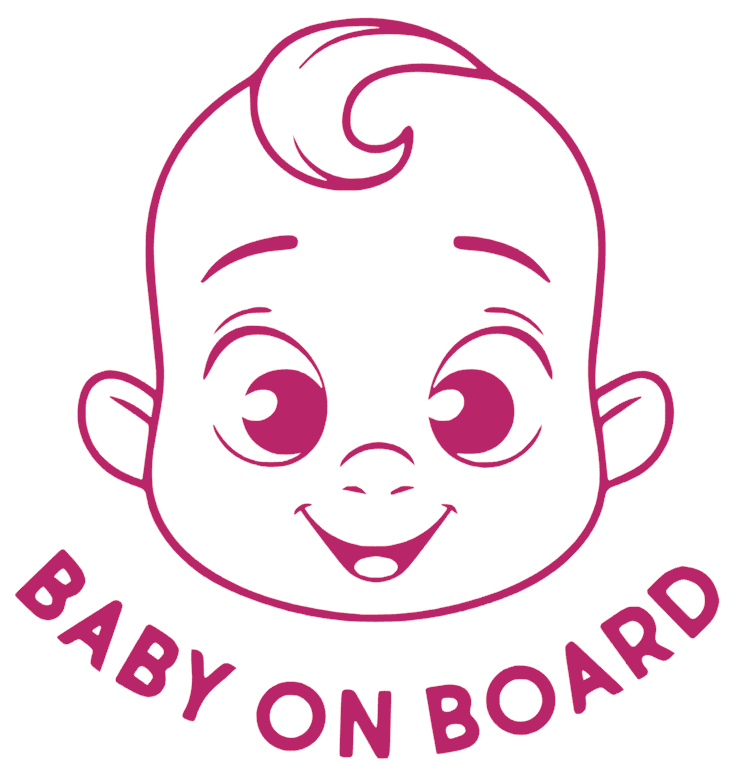 Samolepka na auto Baby on board 15 - barva samolepky: růžová