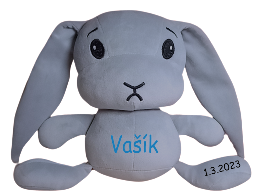 ČESKÝ 30cm plyšový králíček s potiskem - styl 1