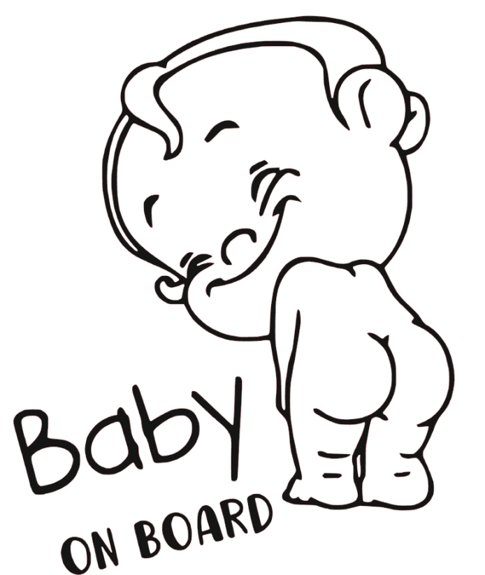 Samolepka na auto Baby on board 24 - barva samolepky: černá