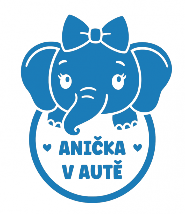 Samolepka na auto - Slonice - ''jméno'' v autě - barva samolepky: zelená