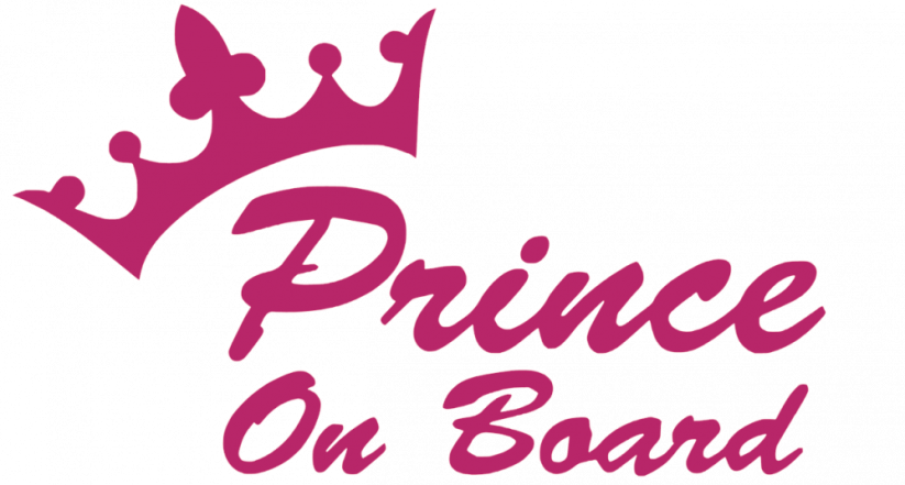Samolepka na auto Prince on board - barva samolepky: růžová