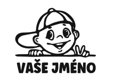 Samolepka na auto Kluk s kšiltovkou - jméno