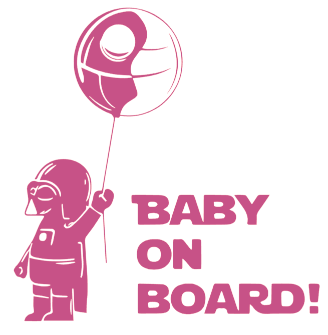 Samolepka na auto Baby on board 22 - barva samolepky: růžová