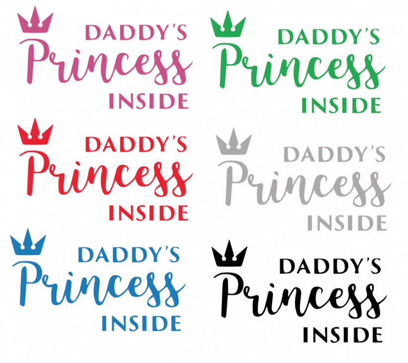 Samolepka na auto Daddys princess inside - barva samolepky: růžová